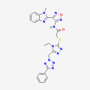 2-({4-ethyl-5-[(5-phenyl-2H-tetrazol-2-yl)methyl]-4H-1,2,4-triazol-3-yl}sulfanyl)-N-[4-(1-methyl-1H-benzimidazol-2-yl)-1,2,5-oxadiazol-3-yl]acetamide