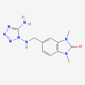 molecular formula C11H14N8O B11482119 5-{[(5-amino-1H-tetrazol-1-yl)amino]methyl}-1,3-dimethyl-1,3-dihydro-2H-benzimidazol-2-one 