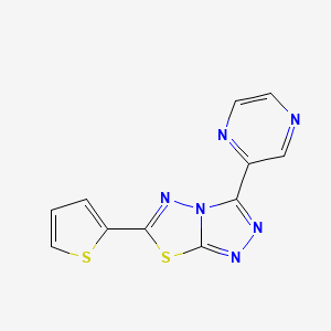 molecular formula C11H6N6S2 B11482123 [1,2,4]Triazolo[3,4-b][1,3,4]thiadiazole, 3-(2-pyrazinyl)-6-(2-thienyl)- 