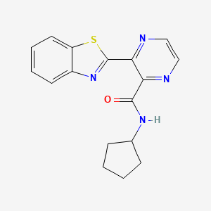 molecular formula C17H16N4OS B11482136 3-(1,3-benzothiazol-2-yl)-N-cyclopentylpyrazine-2-carboxamide 