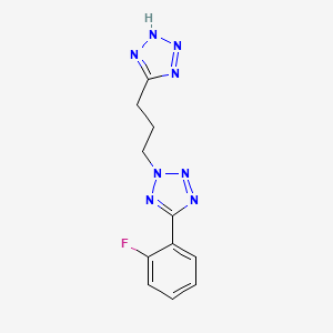 molecular formula C11H11FN8 B11482161 1H-1,2,3,4-Tetrazole, 5-[3-[5-(2-fluorophenyl)-2H-1,2,3,4-tetrazol-2-yl]propyl]- 