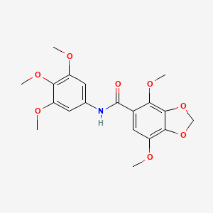 molecular formula C19H21NO8 B11482194 4,7-dimethoxy-N-(3,4,5-trimethoxyphenyl)-1,3-benzodioxole-5-carboxamide 