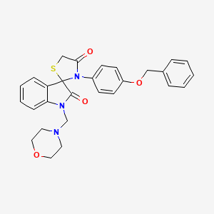 molecular formula C28H27N3O4S B11482211 3'-[4-(Benzyloxy)phenyl]-1-[(morpholin-4-YL)methyl]-1,2-dihydrospiro[indole-3,2'-[1,3]thiazolidine]-2,4'-dione 