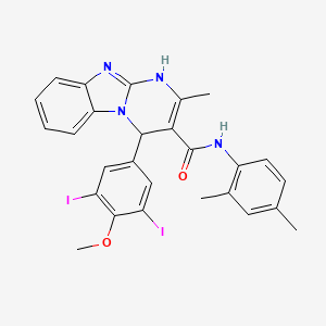 molecular formula C27H24I2N4O2 B11482273 4-(3,5-diiodo-4-methoxyphenyl)-N-(2,4-dimethylphenyl)-2-methyl-1,4-dihydropyrimido[1,2-a]benzimidazole-3-carboxamide 