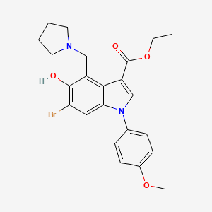 molecular formula C24H27BrN2O4 B11482318 ethyl 6-bromo-5-hydroxy-1-(4-methoxyphenyl)-2-methyl-4-(pyrrolidin-1-ylmethyl)-1H-indole-3-carboxylate 