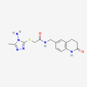 molecular formula C15H18N6O2S B11482333 2-[(4-amino-5-methyl-4H-1,2,4-triazol-3-yl)sulfanyl]-N-[(2-oxo-1,2,3,4-tetrahydroquinolin-6-yl)methyl]acetamide 