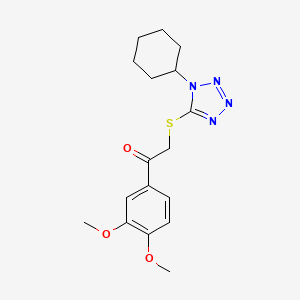 molecular formula C17H22N4O3S B11482335 2-[(1-cyclohexyl-1H-tetrazol-5-yl)sulfanyl]-1-(3,4-dimethoxyphenyl)ethanone 