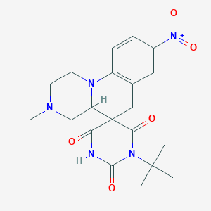 molecular formula C20H25N5O5 B11482363 1'-tert-butyl-3-methyl-8-nitro-2,3,4,4a-tetrahydro-1H,2'H,6H-spiro[pyrazino[1,2-a]quinoline-5,5'-pyrimidine]-2',4',6'(1'H,3'H)-trione 