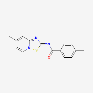 4-methyl-N-[(2E)-7-methyl-2H-[1,2,4]thiadiazolo[2,3-a]pyridin-2-ylidene]benzamide