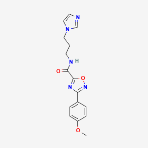 molecular formula C16H17N5O3 B11482429 N-[3-(1H-imidazol-1-yl)propyl]-3-(4-methoxyphenyl)-1,2,4-oxadiazole-5-carboxamide 