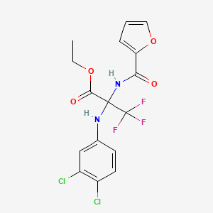 molecular formula C16H13Cl2F3N2O4 B11482436 ethyl 2-[(3,4-dichlorophenyl)amino]-3,3,3-trifluoro-N-(furan-2-ylcarbonyl)alaninate 