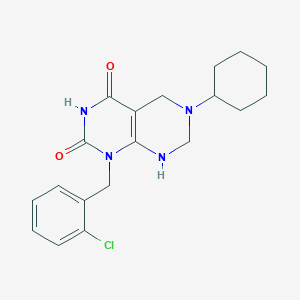 molecular formula C19H23ClN4O2 B11482461 1-(2-chlorobenzyl)-6-cyclohexyl-2-hydroxy-5,6,7,8-tetrahydropyrimido[4,5-d]pyrimidin-4(1H)-one 