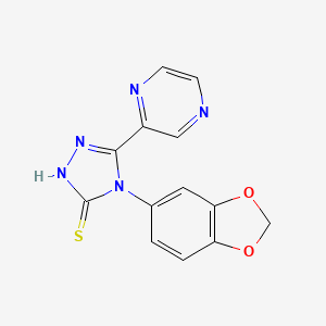 molecular formula C13H9N5O2S B11482476 4-(1,3-benzodioxol-5-yl)-5-(pyrazin-2-yl)-4H-1,2,4-triazole-3-thiol 