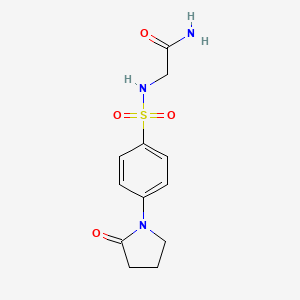 molecular formula C12H15N3O4S B11482507 2-[4-(2-Oxopyrrolidin-1-YL)benzenesulfonamido]acetamide 