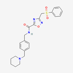 molecular formula C23H26N4O4S B11482530 3-[(phenylsulfonyl)methyl]-N-[4-(piperidin-1-ylmethyl)benzyl]-1,2,4-oxadiazole-5-carboxamide 