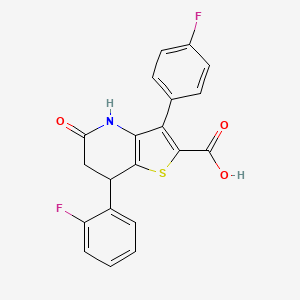 molecular formula C20H13F2NO3S B11482546 7-(2-Fluorophenyl)-3-(4-fluorophenyl)-5-oxo-4,5,6,7-tetrahydrothieno[3,2-b]pyridine-2-carboxylic acid 