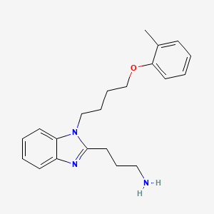 molecular formula C21H27N3O B11482559 3-{1-[4-(2-methylphenoxy)butyl]-1H-benzimidazol-2-yl}propan-1-amine 