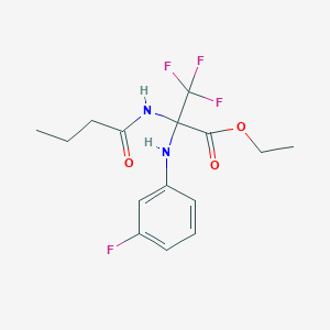 Ethyl 2-butyramido-3,3,3-trifluoro-2-(3-fluoroanilino)propionate