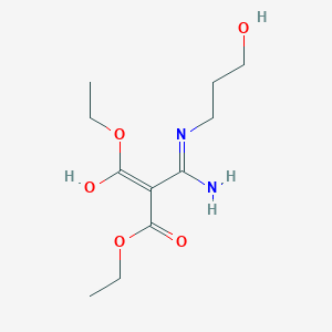 molecular formula C11H20N2O5 B11482595 Diethyl {amino[(3-hydroxypropyl)amino]methylidene}propanedioate 