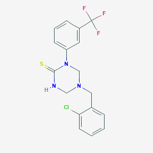 molecular formula C17H15ClF3N3S B11482600 5-(2-Chlorobenzyl)-1-[3-(trifluoromethyl)phenyl]-1,3,5-triazinane-2-thione 