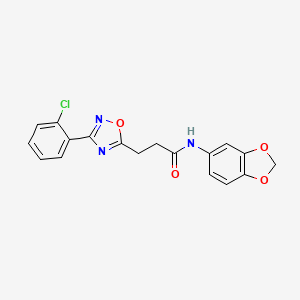 molecular formula C18H14ClN3O4 B11482616 N-(1,3-benzodioxol-5-yl)-3-[3-(2-chlorophenyl)-1,2,4-oxadiazol-5-yl]propanamide 