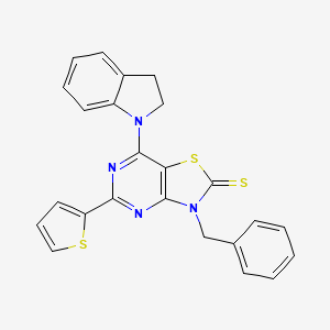 3-benzyl-7-(2,3-dihydro-1H-indol-1-yl)-5-(thiophen-2-yl)[1,3]thiazolo[4,5-d]pyrimidine-2(3H)-thione