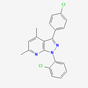 molecular formula C20H15Cl2N3 B11482637 1-(2-chlorophenyl)-3-(4-chlorophenyl)-4,6-dimethyl-1H-pyrazolo[3,4-b]pyridine 