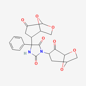 5-(4-Oxo-6,8-dioxabicyclo[3.2.1]oct-2-yl)-3-(4-oxo-6,8-dioxabicyclo[3.2.1]oct-3-yl)-5-phenylimidazolidine-2,4-dione (non-preferred name)