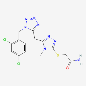 molecular formula C14H14Cl2N8OS B11482710 2-[(5-{[1-(2,4-dichlorobenzyl)-1H-tetrazol-5-yl]methyl}-4-methyl-4H-1,2,4-triazol-3-yl)sulfanyl]acetamide 