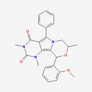 molecular formula C25H25N3O4 B11482717 13-(2-methoxyphenyl)-3,5,11-trimethyl-8-phenyl-12-oxa-3,5,9-triazatricyclo[7.4.0.02,7]trideca-1,7-diene-4,6-dione 