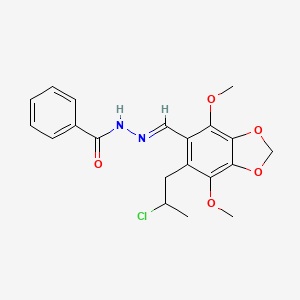 molecular formula C20H21ClN2O5 B11482729 N'-{(E)-[6-(2-chloropropyl)-4,7-dimethoxy-1,3-benzodioxol-5-yl]methylidene}benzohydrazide 