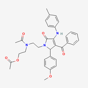 molecular formula C33H35N3O6 B11482735 2-(acetyl{2-[2-(4-methoxyphenyl)-4-[(4-methylphenyl)amino]-5-oxo-3-(phenylcarbonyl)-2,5-dihydro-1H-pyrrol-1-yl]ethyl}amino)ethyl acetate 