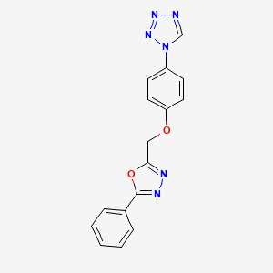 molecular formula C16H12N6O2 B11482768 1-{4-[(5-phenyl-1,3,4-oxadiazol-2-yl)methoxy]phenyl}-1H-tetrazole 