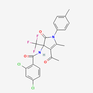 molecular formula C22H17Cl2F3N2O3 B11482783 N-[4-acetyl-5-methyl-1-(4-methylphenyl)-2-oxo-3-(trifluoromethyl)-2,3-dihydro-1H-pyrrol-3-yl]-2,4-dichlorobenzamide 