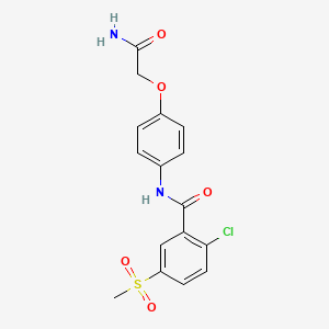 molecular formula C16H15ClN2O5S B11482816 N-[4-(2-amino-2-oxoethoxy)phenyl]-2-chloro-5-(methylsulfonyl)benzamide 