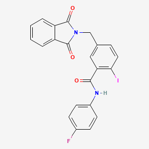 molecular formula C22H14FIN2O3 B11482827 5-[(1,3-dioxo-1,3-dihydro-2H-isoindol-2-yl)methyl]-N-(4-fluorophenyl)-2-iodobenzamide 