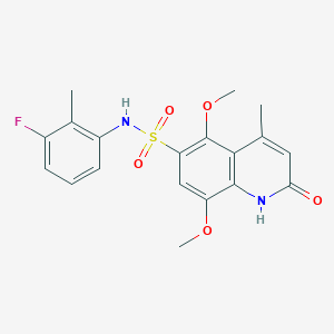 molecular formula C19H19FN2O5S B11482832 N-(3-fluoro-2-methylphenyl)-5,8-dimethoxy-4-methyl-2-oxo-1,2-dihydroquinoline-6-sulfonamide 