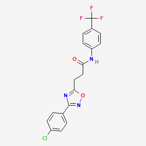 molecular formula C18H13ClF3N3O2 B11482833 3-[3-(4-chlorophenyl)-1,2,4-oxadiazol-5-yl]-N-[4-(trifluoromethyl)phenyl]propanamide 