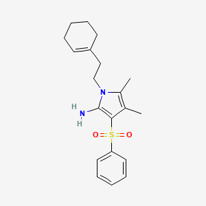 molecular formula C20H26N2O2S B11482893 1-[2-(cyclohex-1-en-1-yl)ethyl]-4,5-dimethyl-3-(phenylsulfonyl)-1H-pyrrol-2-amine 