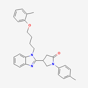 molecular formula C29H31N3O2 B11482925 4-{1-[4-(2-methylphenoxy)butyl]-1H-benzimidazol-2-yl}-1-(4-methylphenyl)pyrrolidin-2-one 