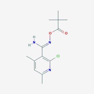 molecular formula C13H18ClN3O2 B11482946 2-chloro-N'-[(2,2-dimethylpropanoyl)oxy]-4,6-dimethylpyridine-3-carboximidamide 