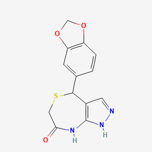 molecular formula C13H11N3O3S B11482967 4-(1,3-benzodioxol-5-yl)-4,8-dihydro-1H-pyrazolo[3,4-e][1,4]thiazepin-7(6H)-one 