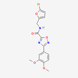 molecular formula C16H14BrN3O5 B11482991 N-[(5-bromofuran-2-yl)methyl]-3-(3,4-dimethoxyphenyl)-1,2,4-oxadiazole-5-carboxamide 