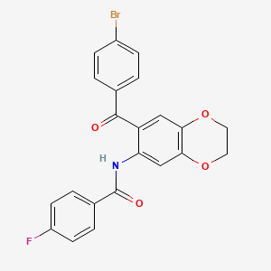 molecular formula C22H15BrFNO4 B11482996 N-{7-[(4-bromophenyl)carbonyl]-2,3-dihydro-1,4-benzodioxin-6-yl}-4-fluorobenzamide 