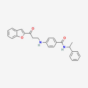 molecular formula C26H24N2O3 B11483002 4-{[3-(1-benzofuran-2-yl)-3-oxopropyl]amino}-N-(1-phenylethyl)benzamide 