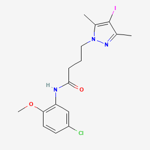 molecular formula C16H19ClIN3O2 B11483006 N-(5-chloro-2-methoxyphenyl)-4-(4-iodo-3,5-dimethyl-1H-pyrazol-1-yl)butanamide 