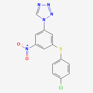 molecular formula C13H8ClN5O2S B11483069 1-{3-[(4-chlorophenyl)sulfanyl]-5-nitrophenyl}-1H-tetrazole 