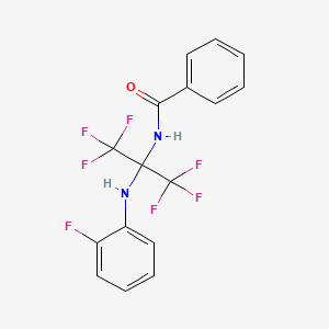 molecular formula C16H11F7N2O B11483074 N-{1,1,1,3,3,3-hexafluoro-2-[(2-fluorophenyl)amino]propan-2-yl}benzamide 