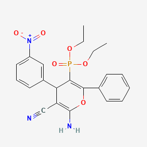 molecular formula C22H22N3O6P B11483108 diethyl [6-amino-5-cyano-4-(3-nitrophenyl)-2-phenyl-4H-pyran-3-yl]phosphonate 