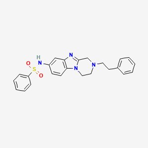 molecular formula C24H24N4O2S B11483121 N-[2-(2-phenylethyl)-1,2,3,4-tetrahydropyrazino[1,2-a]benzimidazol-8-yl]benzenesulfonamide 